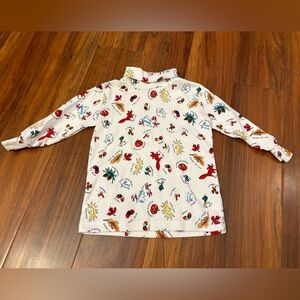 Lands End Vintage y2k white long sleeve printed turtleneck